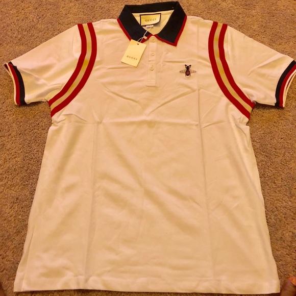 gucci bee polo white